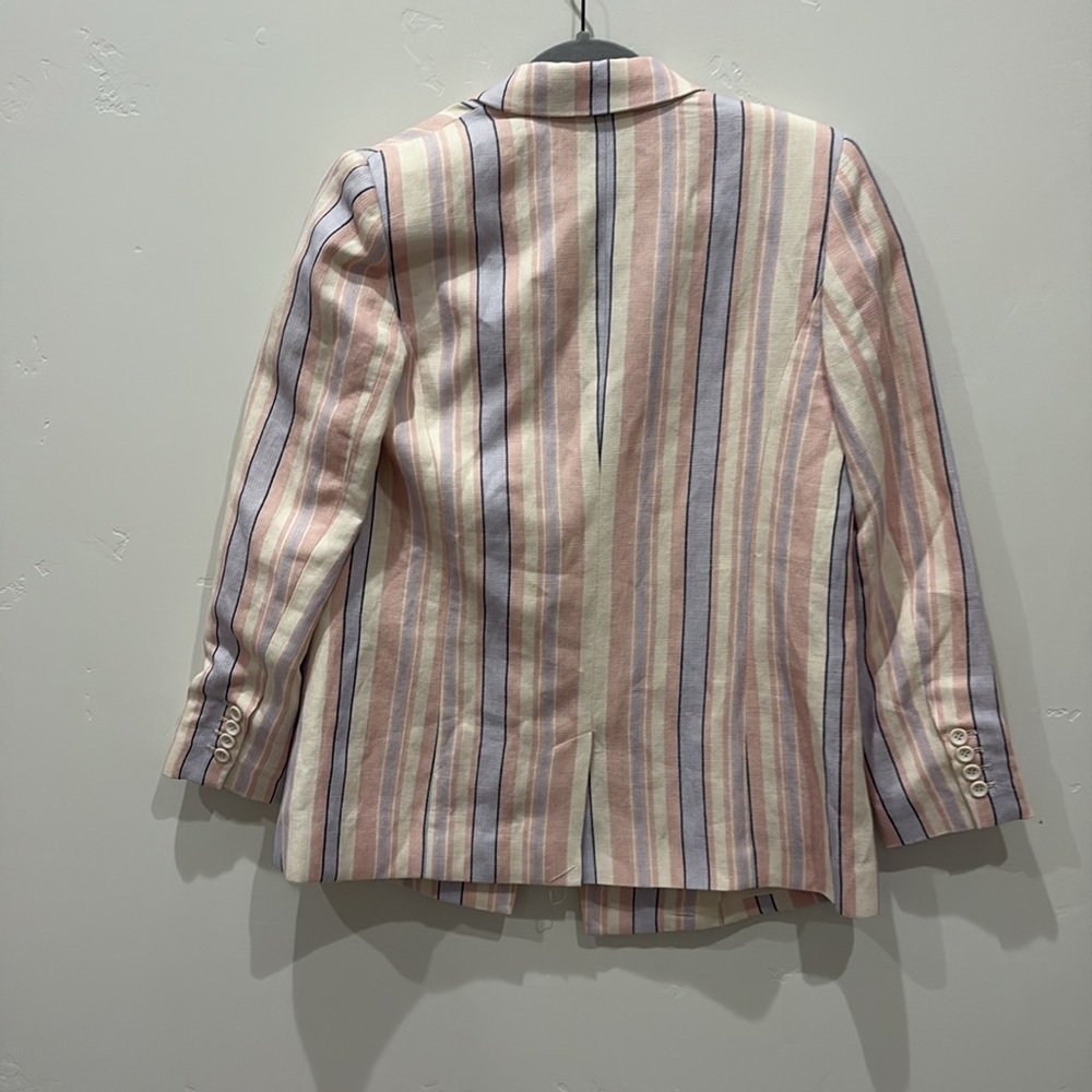 Rebecca Minkoff | Grace Pastel Stripe Linen Blend Blazer 4 - Picture 4 of 6